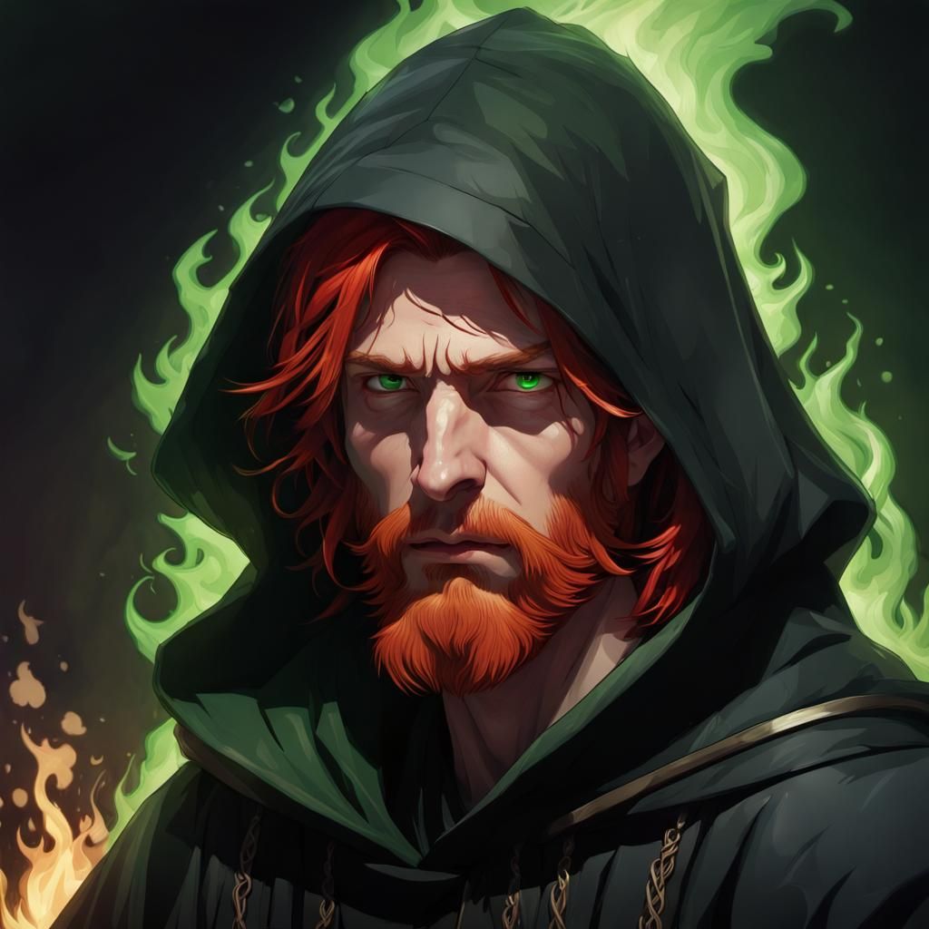 Fiery Reverend Portrait in Hyperdetailed Digital Art