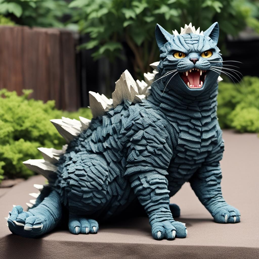 A Cat as Godzilla: Feline Monster