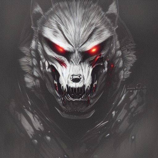 Bionic Undead Wolf in Gothic Horror Style