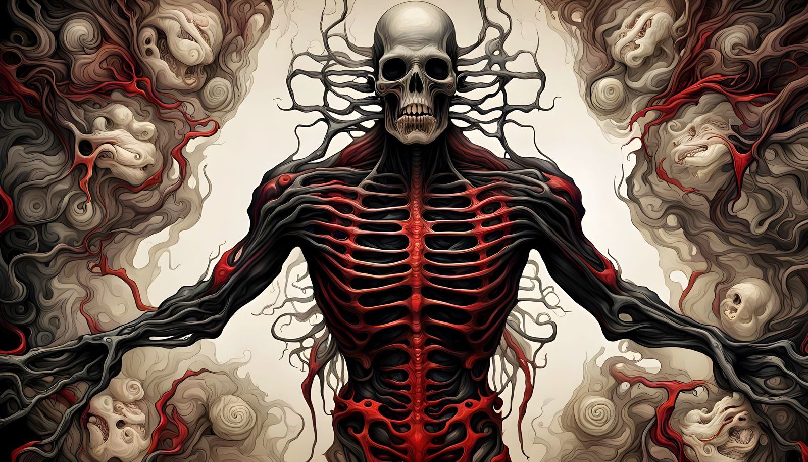 Horrific Skinless Monster in Dark Fantasy Style