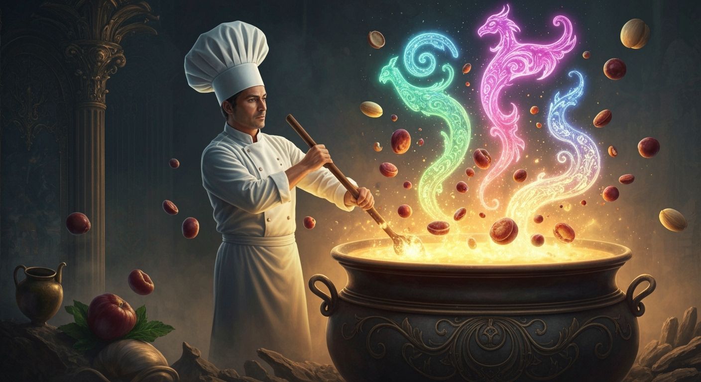 Magical Chef Creates Enchanted Brew in Digital Matte Paintin...