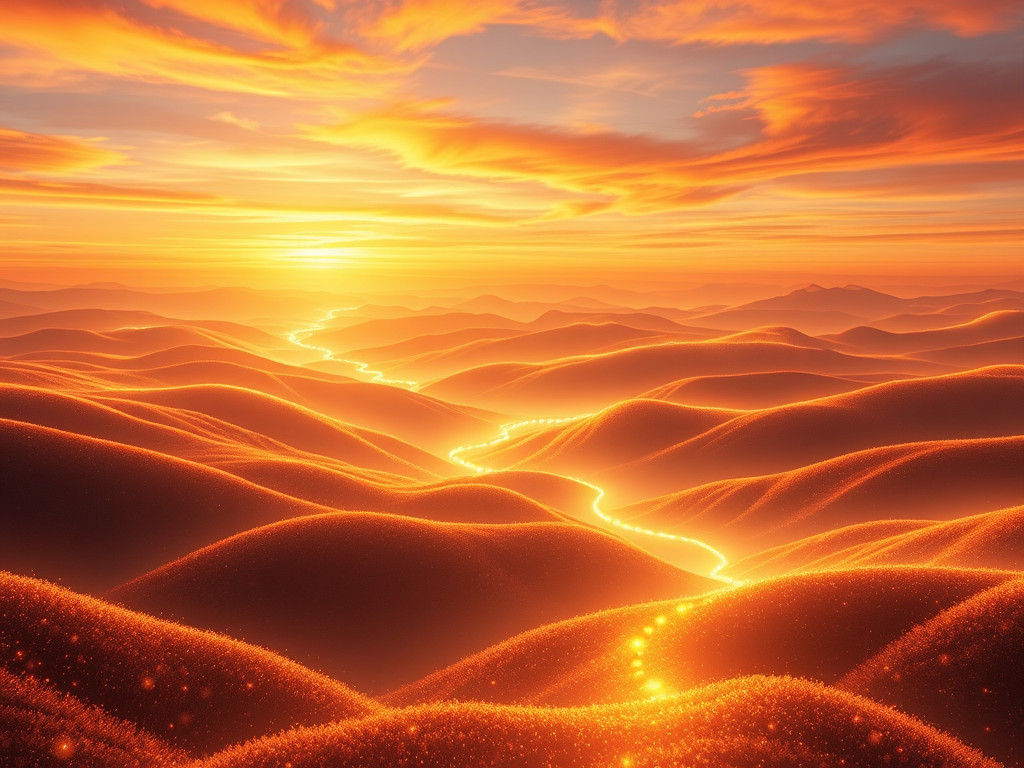 Radiant Light Landscape with Shimmering Hills
