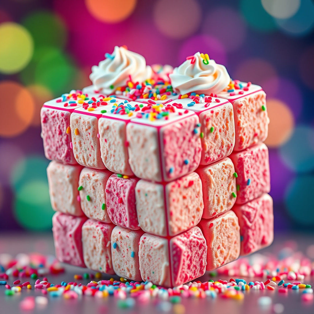 Surreal Rubik's Cake with Rainbow Sprinkles