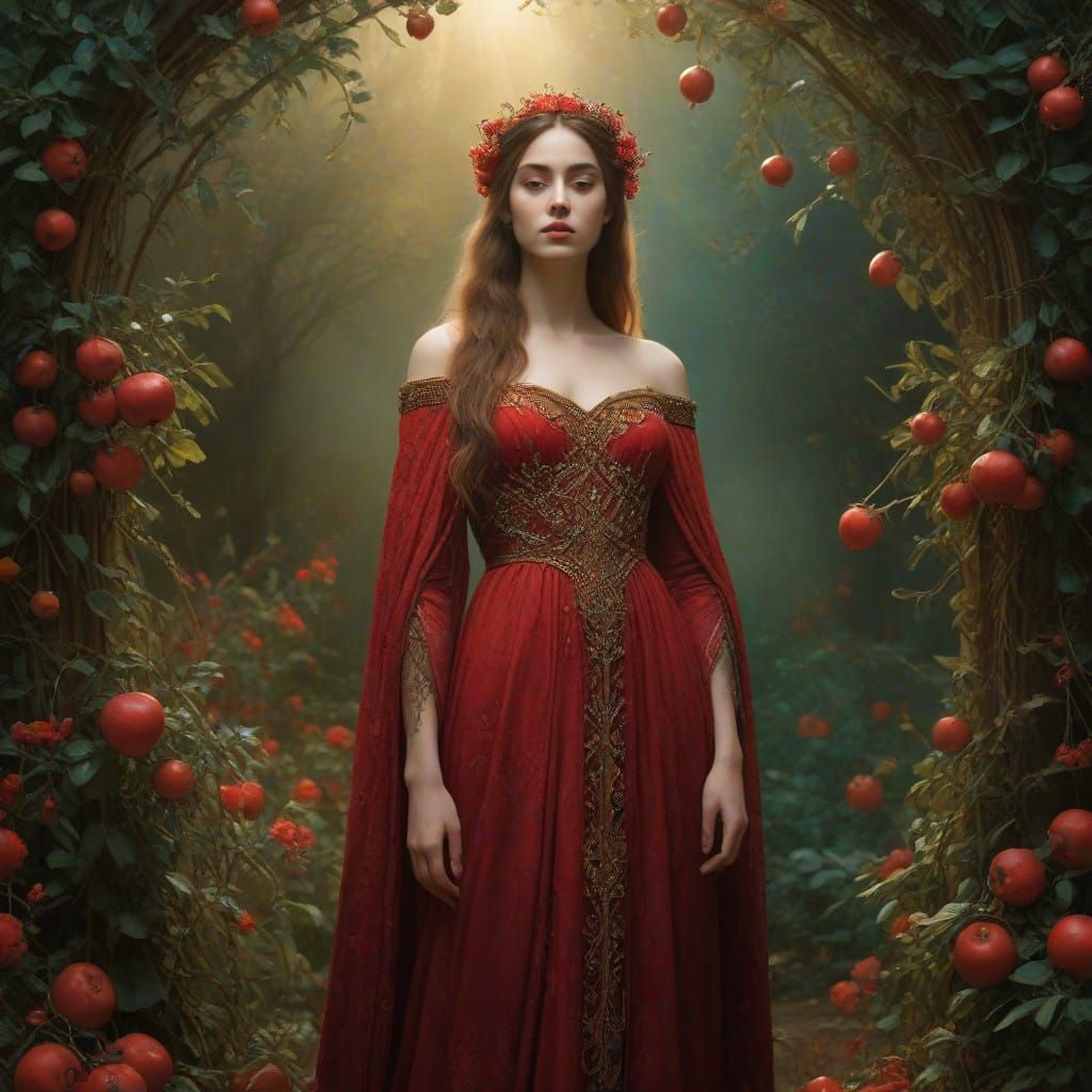 Hades and Persephone in a Baroque, Dreamlike Landscape