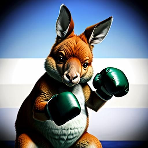 Boxing Kangaroo with Oversized Gloves