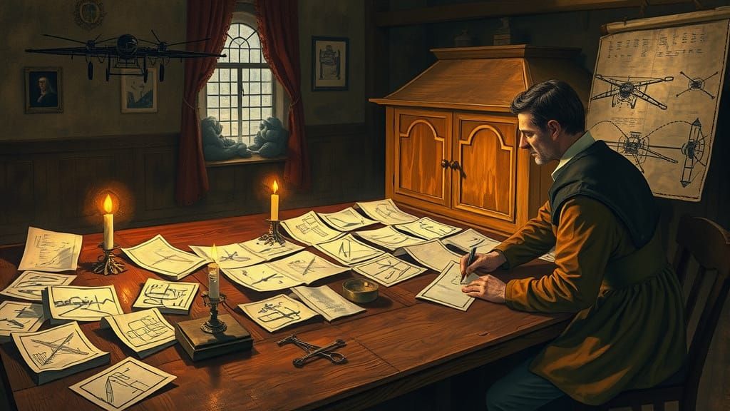 Renaissance Workshop Scene with Leonardo da Vinci