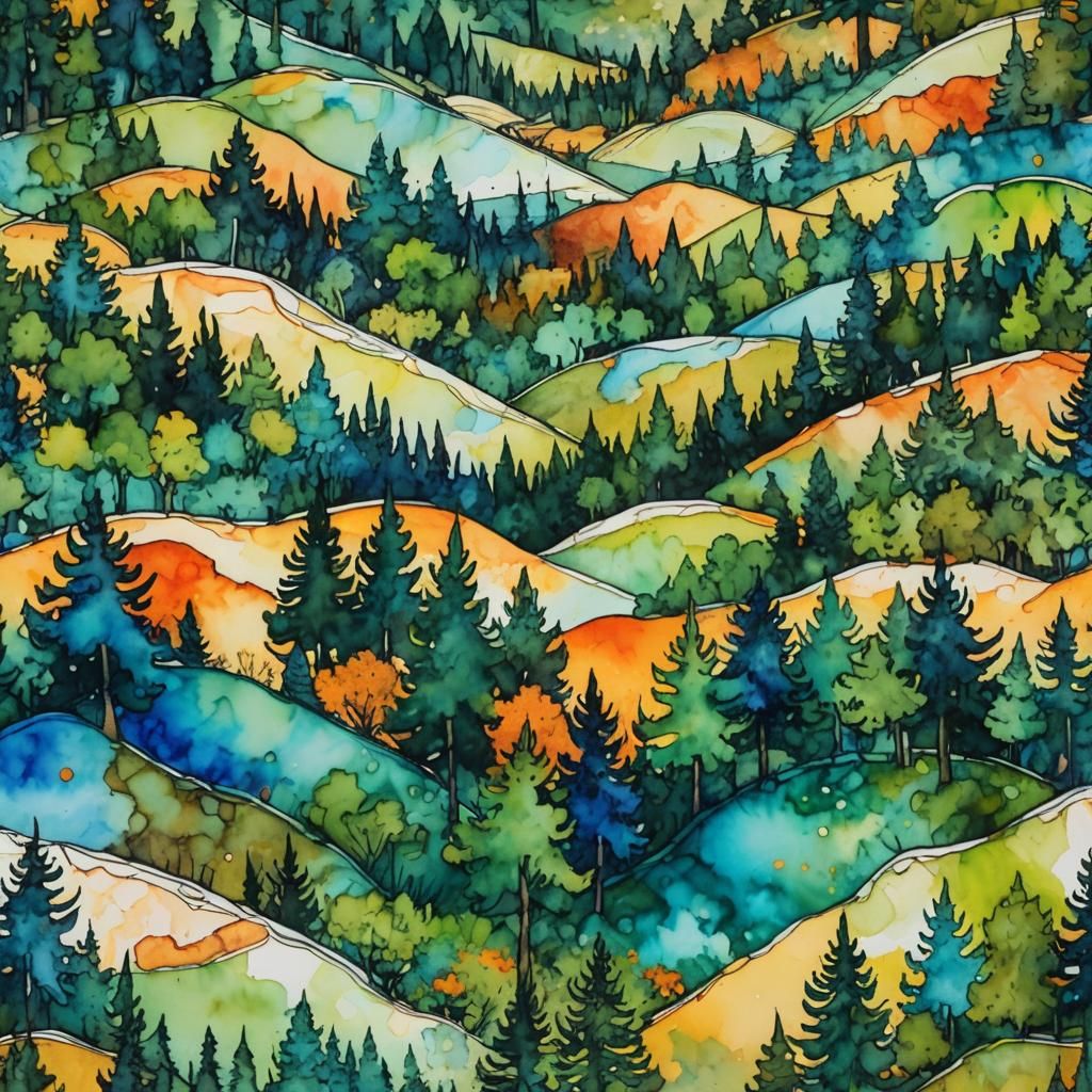 Jerusalem Landscape in Alcohol Ink Style