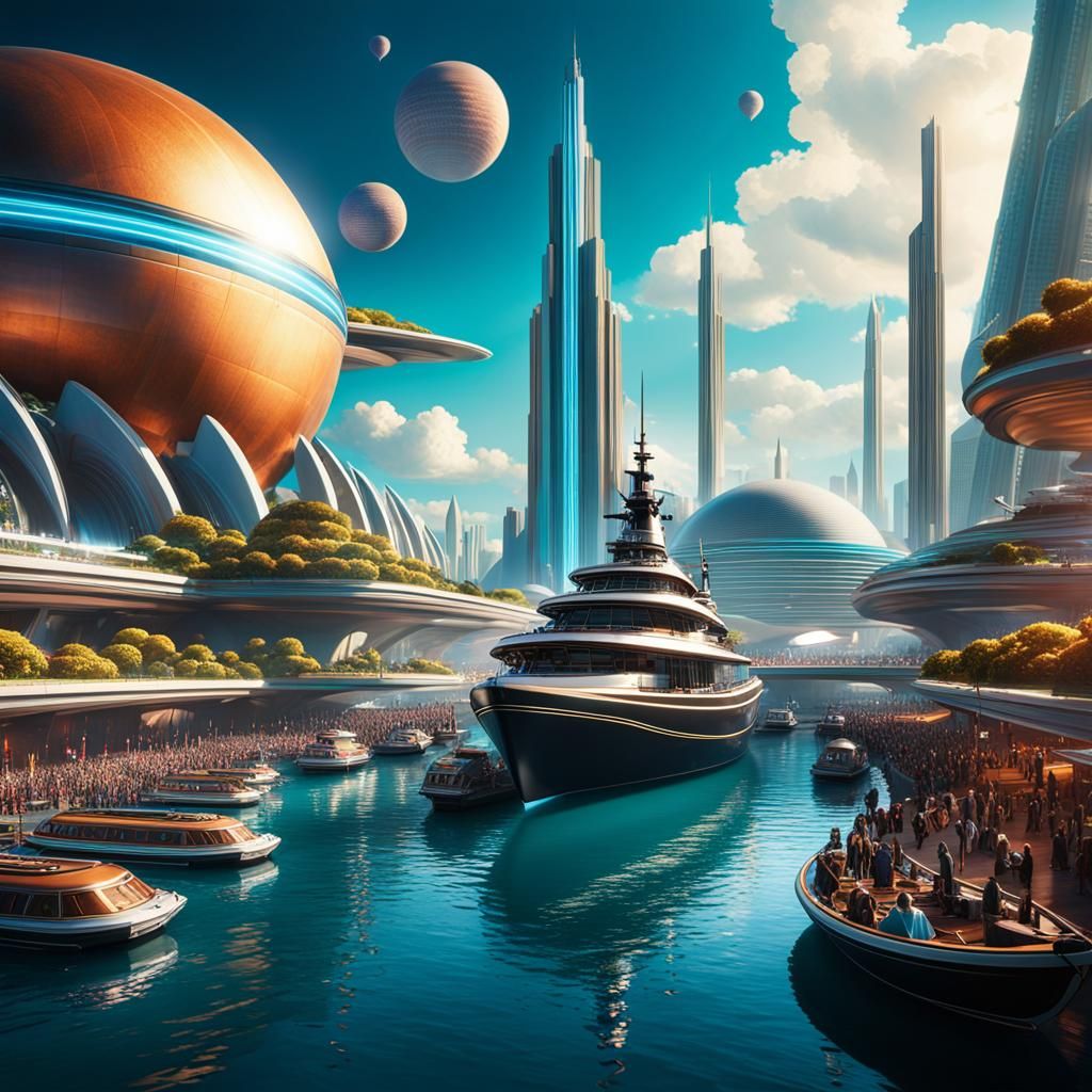 Retro-Futuristic World's Fair in Detailed Matte Painting