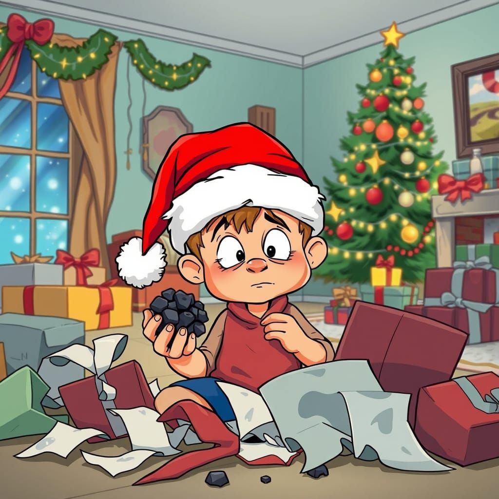 Disappointed Kid Gets Coal for Christmas in Classic Cartoon ...