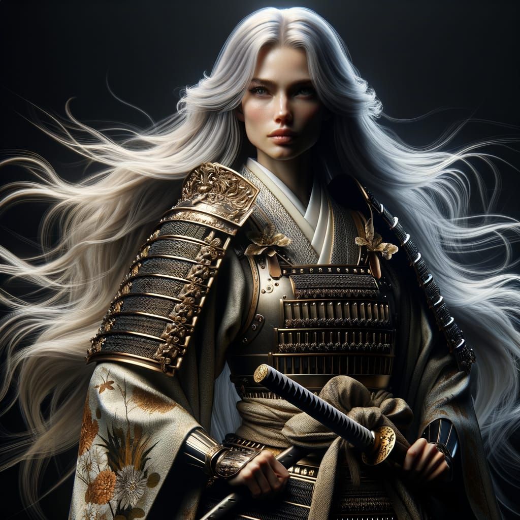 Elegant Samurai Princess in Traditional Warrior Attire