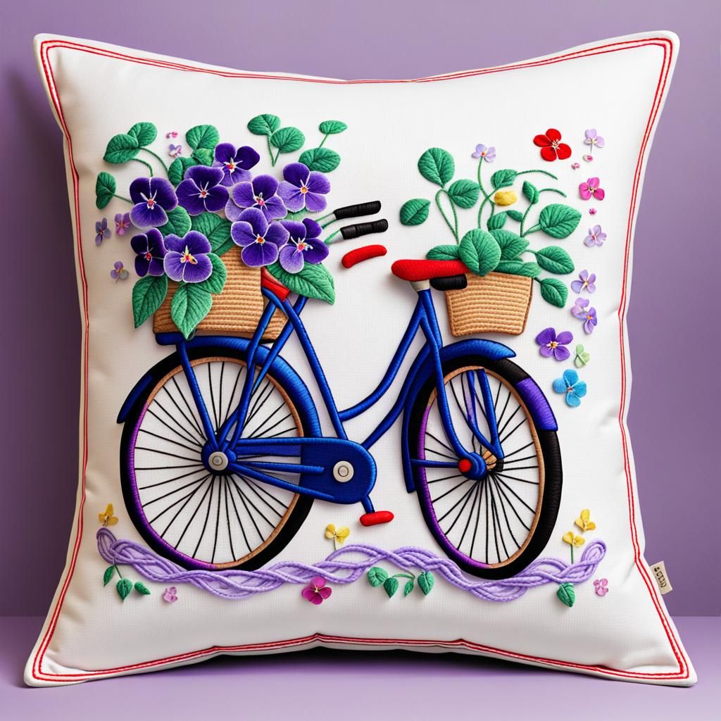 "In gorgeous realistic colors: "The pillow is embroidered wi...