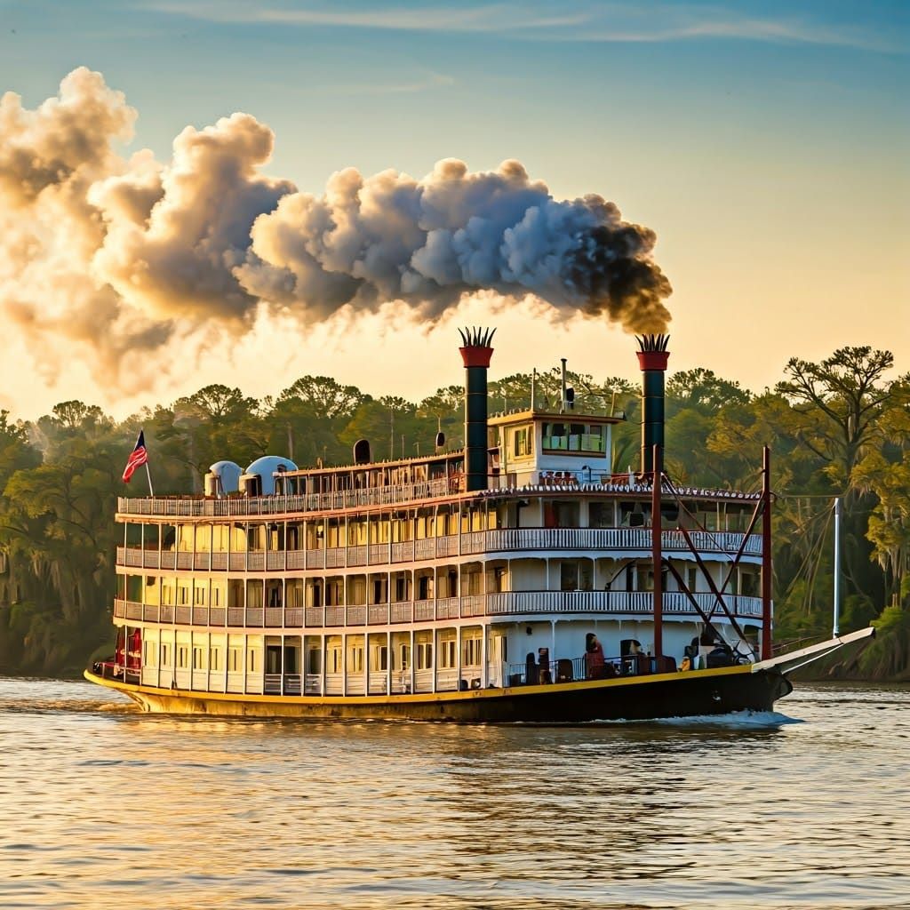 Majestic Delta Queen Steamboat Cruises the Mississippi River