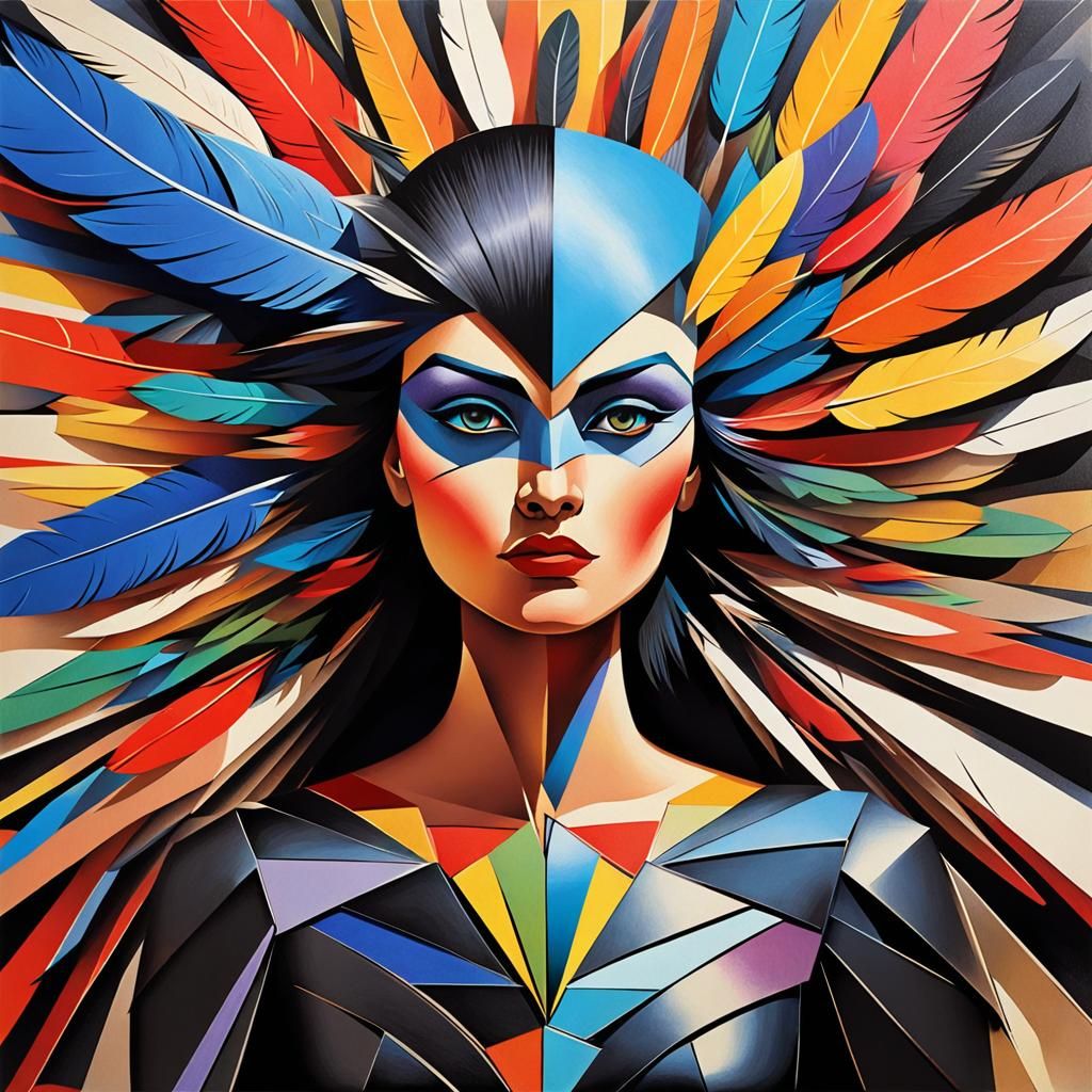 Thunderbird Wild Woman in Abstract Cubism Pop-Up Book