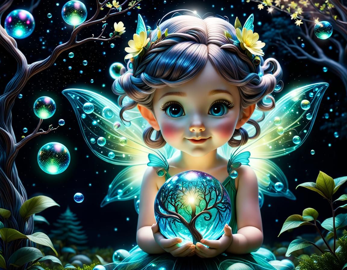Little fairy with magic ball