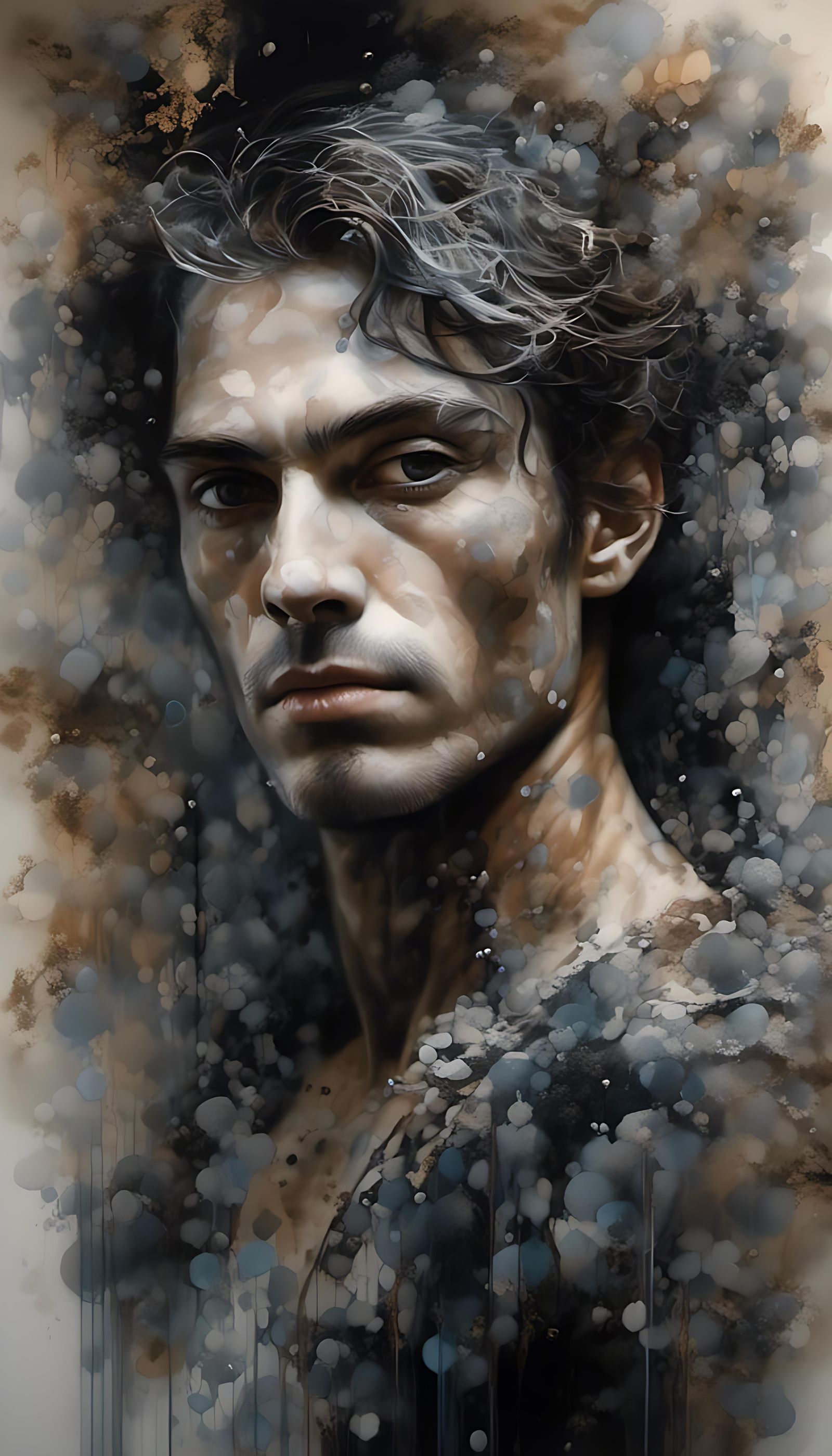 Hyperrealistic Mixed-Media Portrait in Dark Vintage Style