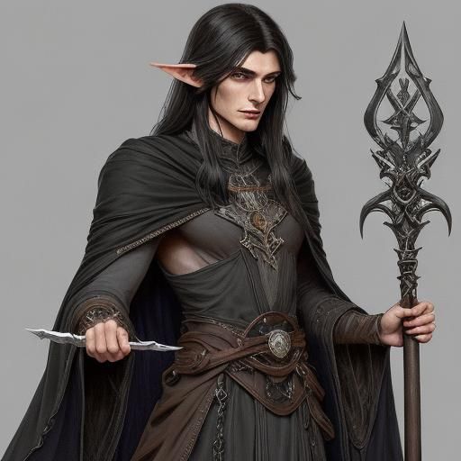 High Elf Sorcerer in Mucha-Inspired Fantasy Art