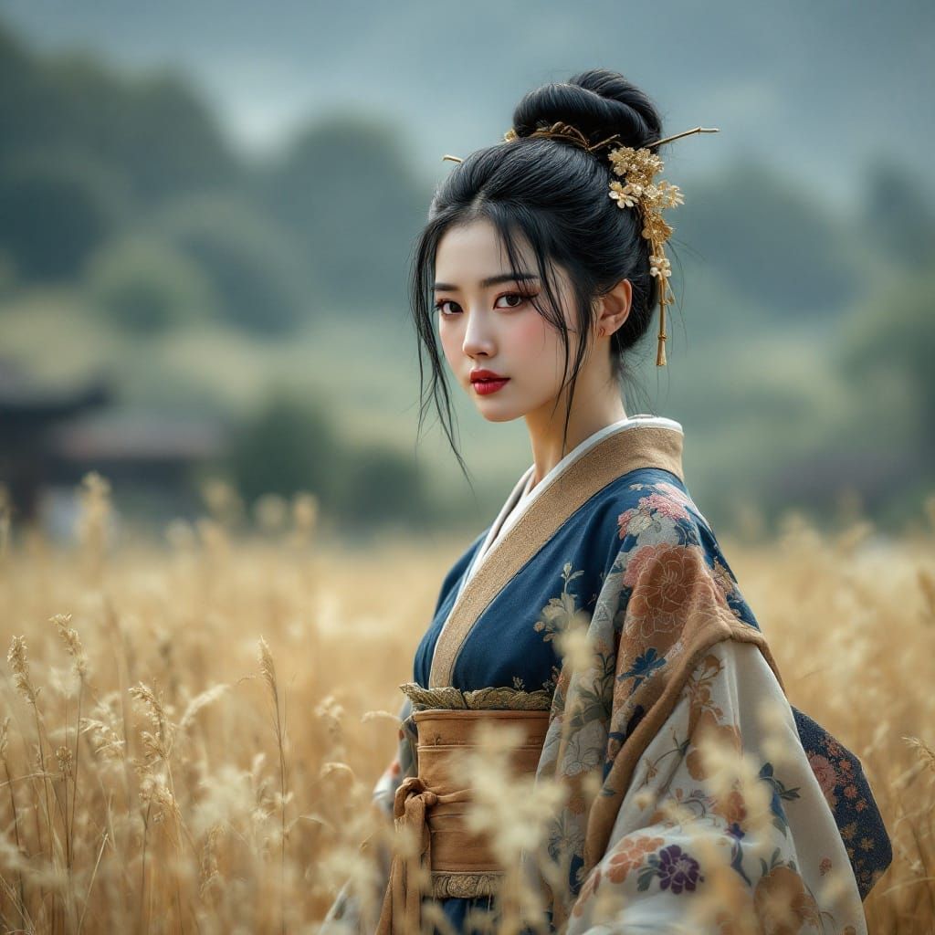 Edo Goddess of Vegetation in Vibrant Japanese Fields