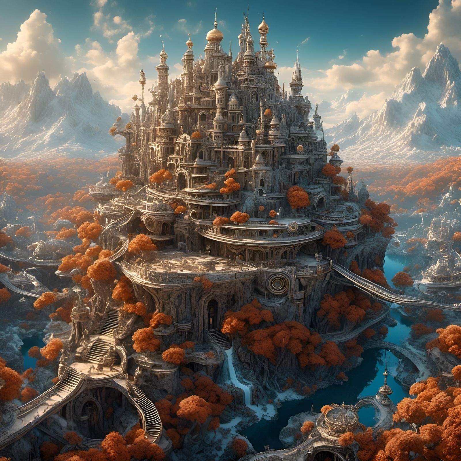 Winter Fantasy Biomorphic Crown in Detailed Landscape