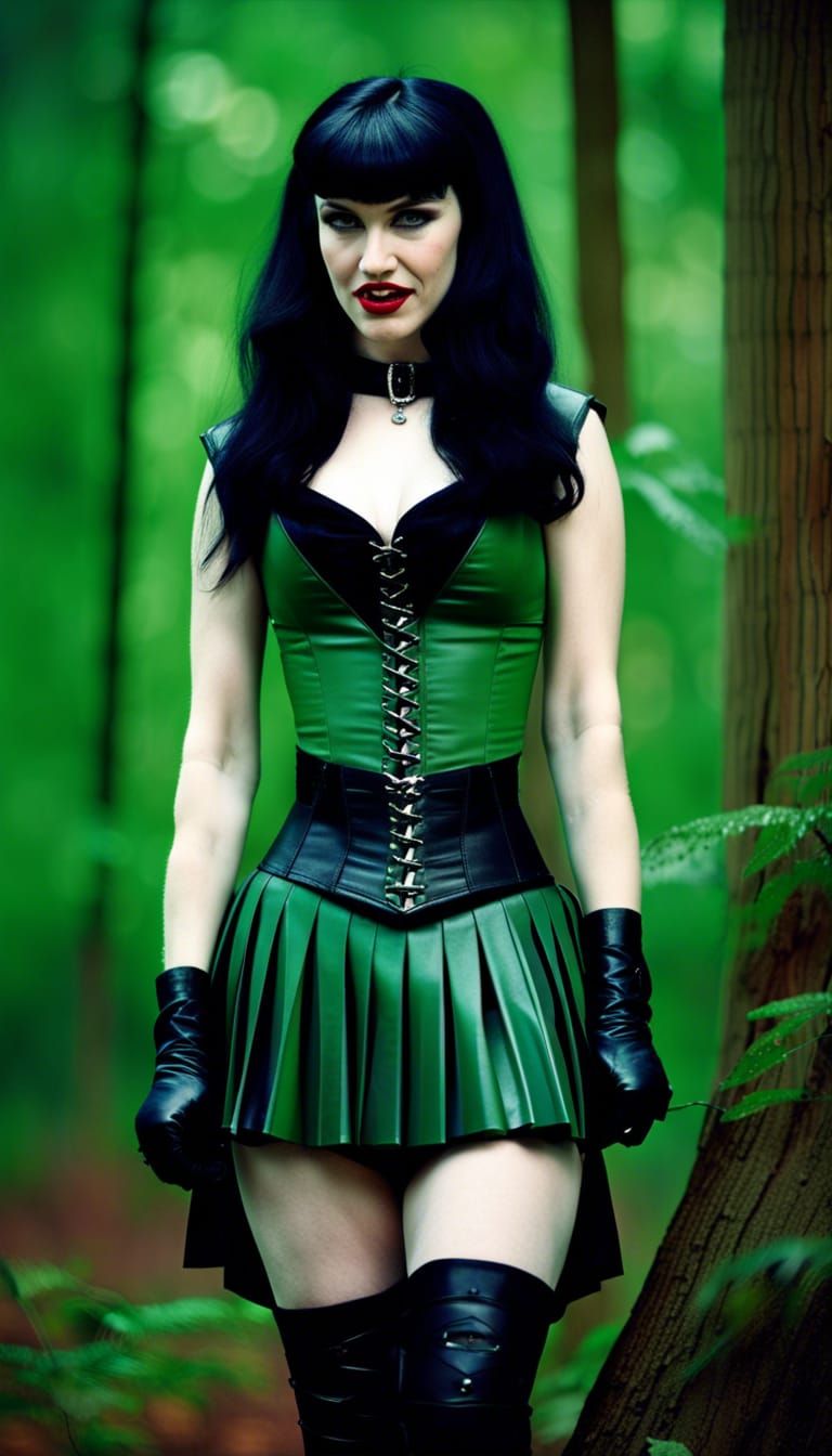 Goth Woman in Dark Forest