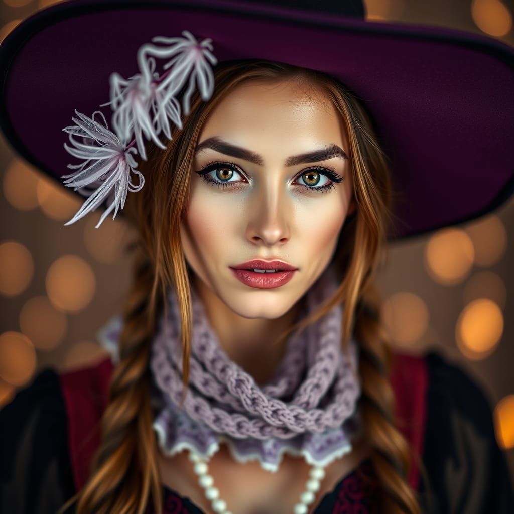 Modern Cali Witch Close-Up Portrait in Hyperrealism Style
