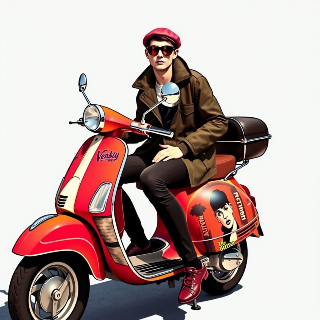 Mod wearing a parka on a mod scooter wrapped in "the bitter ...