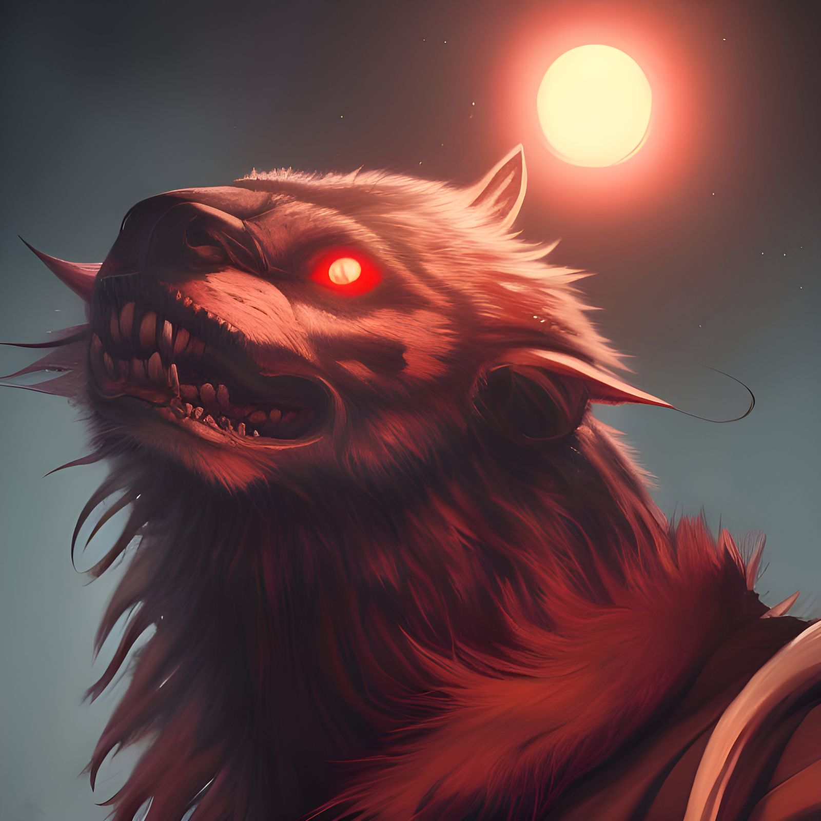 Menacing Werewolf Portrait in Hyperdetailed Style
