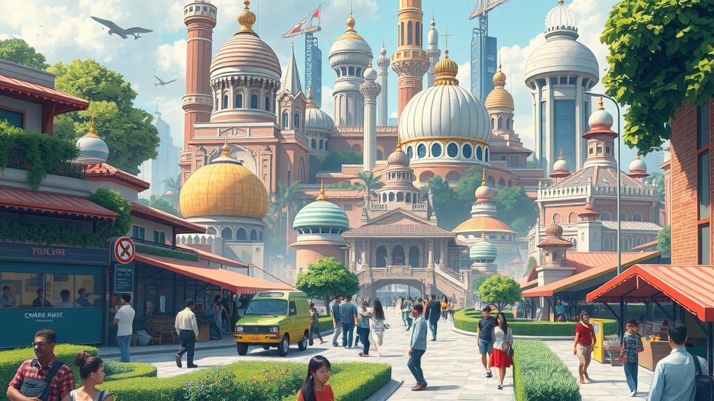 Utopian Cityscape: Harmony and Diversity in Futuristic Art