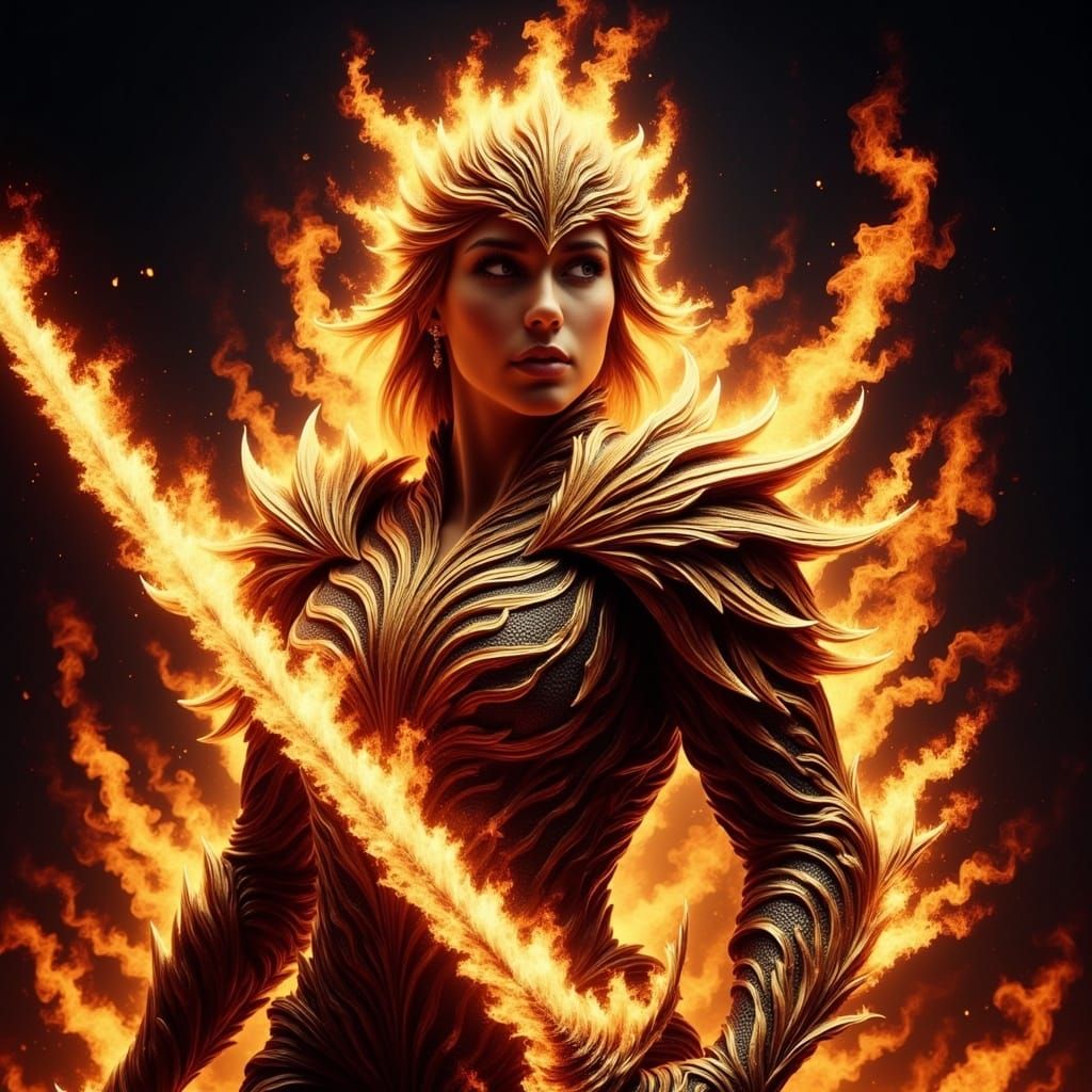 Radiant Armored Figure with Golden Laurel Leaves