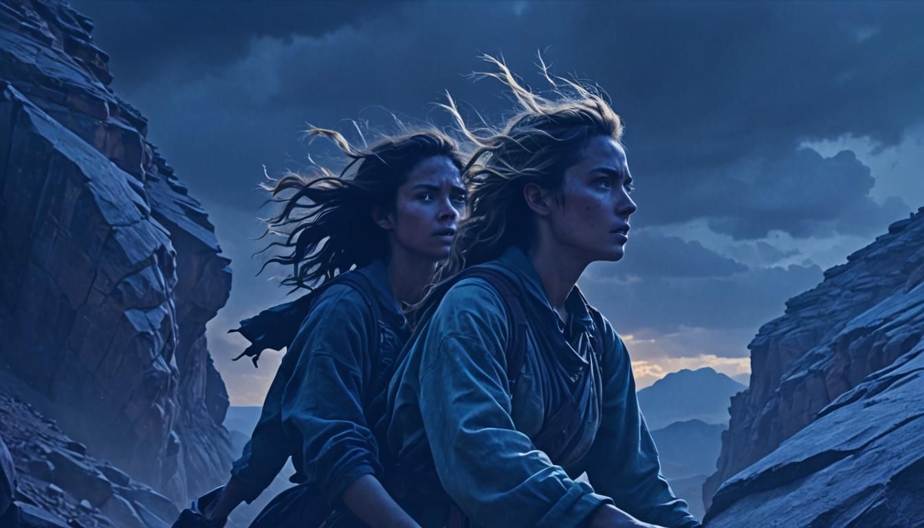 Desert Mountain Climb in Surreal Digital Art