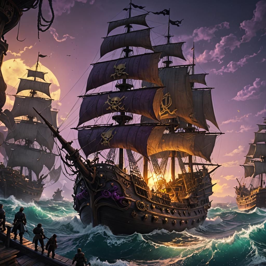 Kraken Attack on Pirate Ship: Dark Fantasy Art