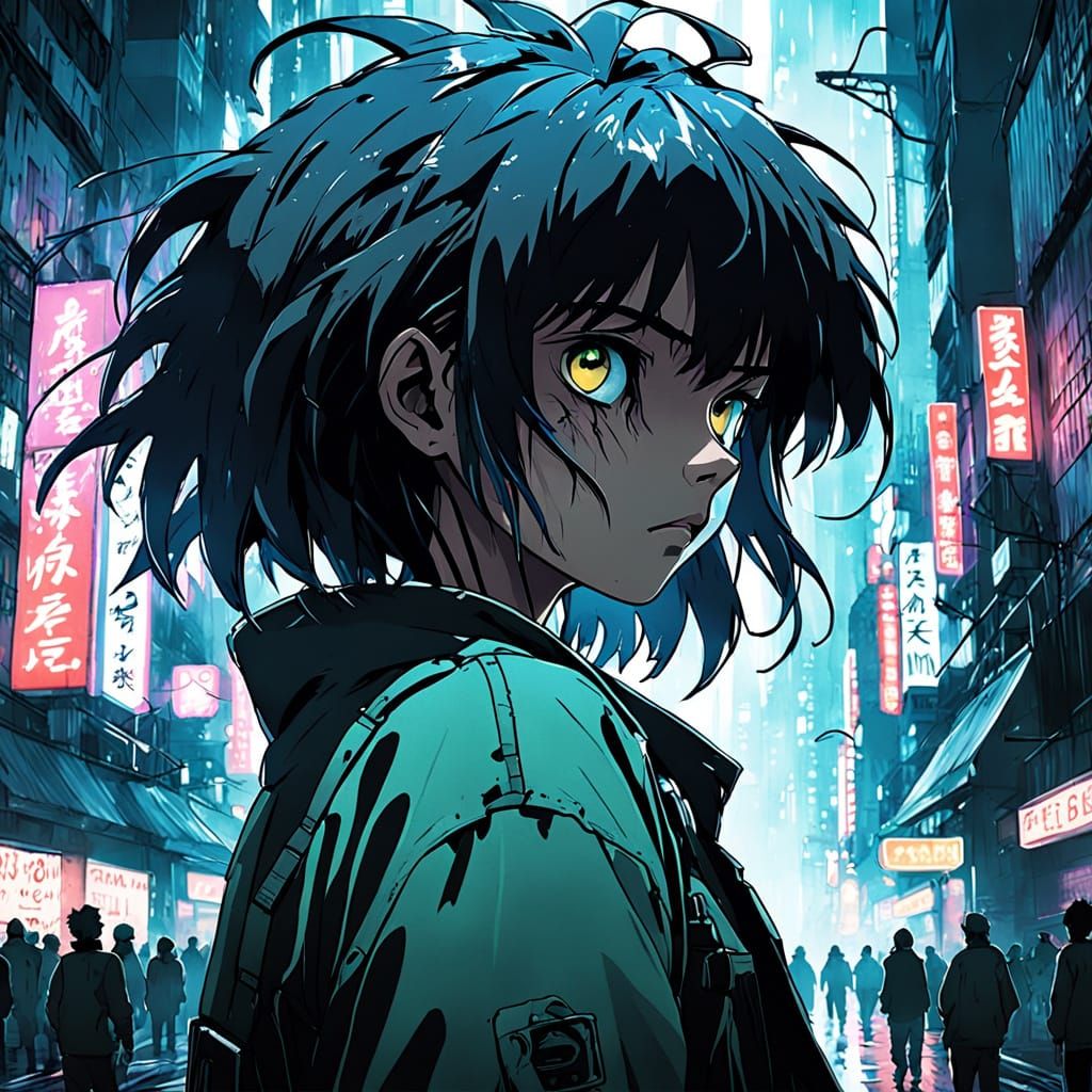 Gritty Urban Goddess in Neon Dreamscape