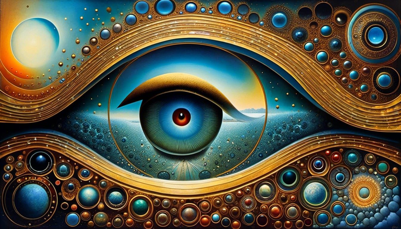 Surreal Cosmic Eye Dreamscape in Alcohol Ink Style