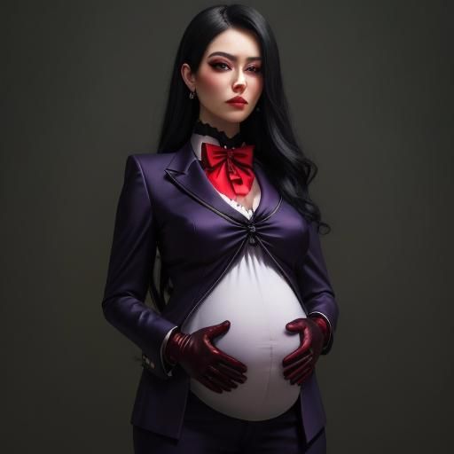 Surreal Pregnant Deity Portrait in Silver Nitrate