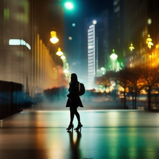 Silhouette in Cityscape: Hyperdetailed Victorian Obsidian Fo...