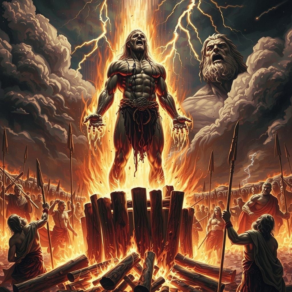 Heracles' Fiery Death in Epic Fantasy Art