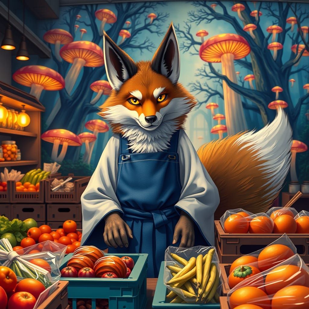 Regal Male Kitsune Leads Charity Food Bank Effort