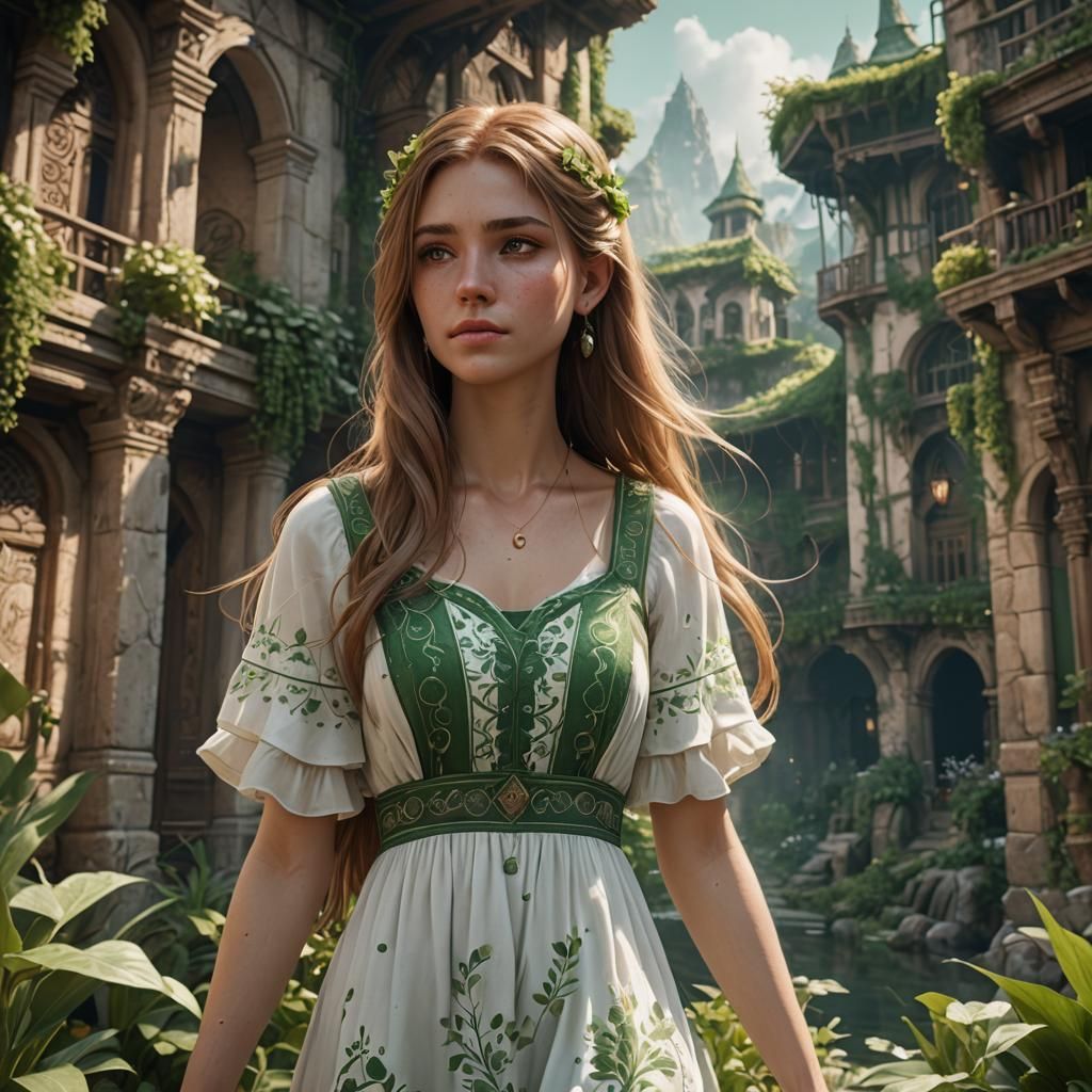 Shy Girl in Sundress: Fantasy Concept Art