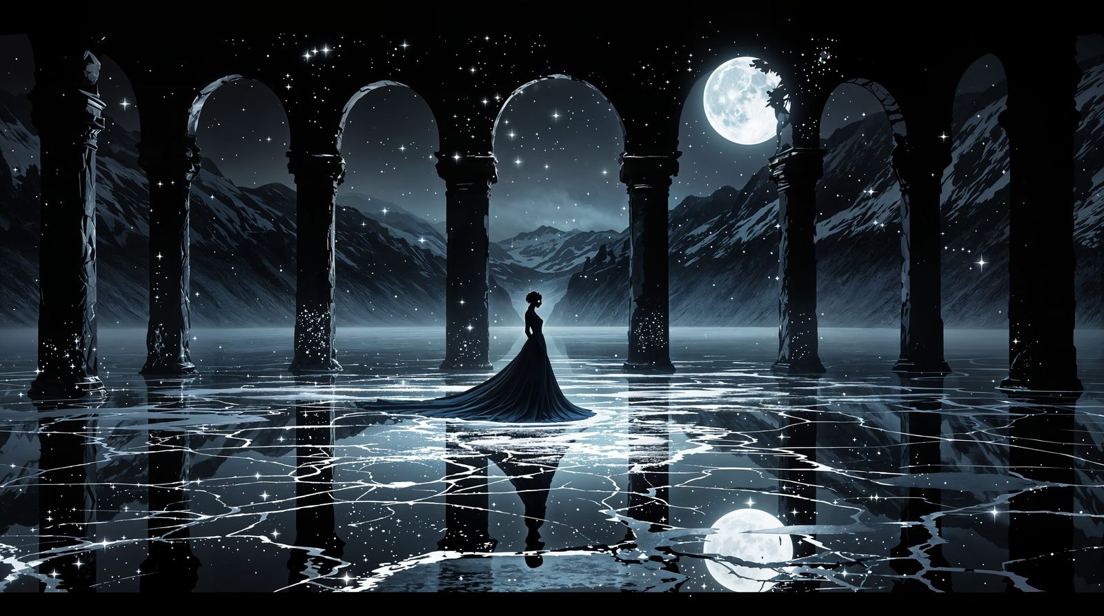 Fractured Reality in a Moonlit Dreamscape