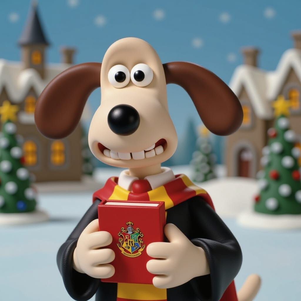 Gromit Graduates from Dogwarts in Festive Claymation Style