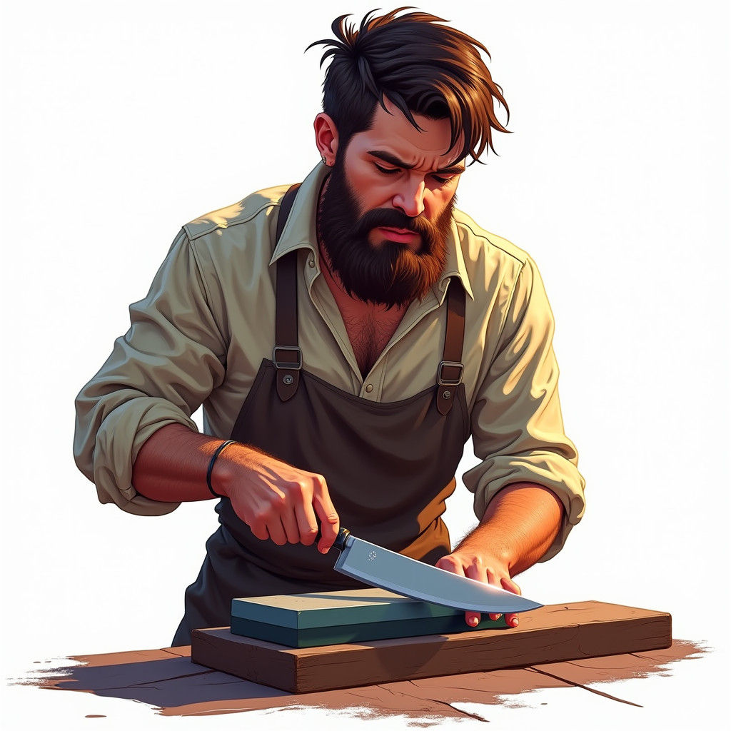 Knife Sharpener Logo in Vectorized Splash Art Style