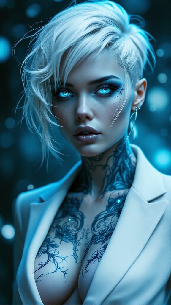 Cyberpunk Goddess with Biomechanical Tattoo
