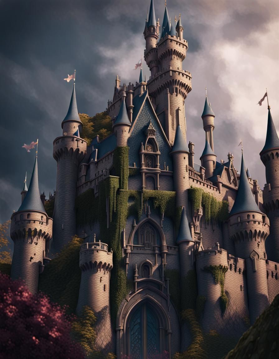 Algorithmic Vines Crawling Over Sleeping Beauty Castle