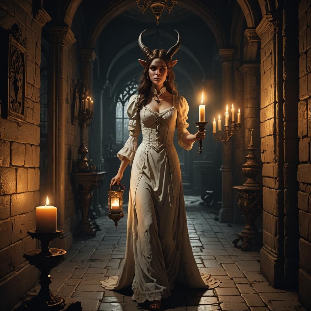 Victorian Gothic Maiden's Demon Encounter