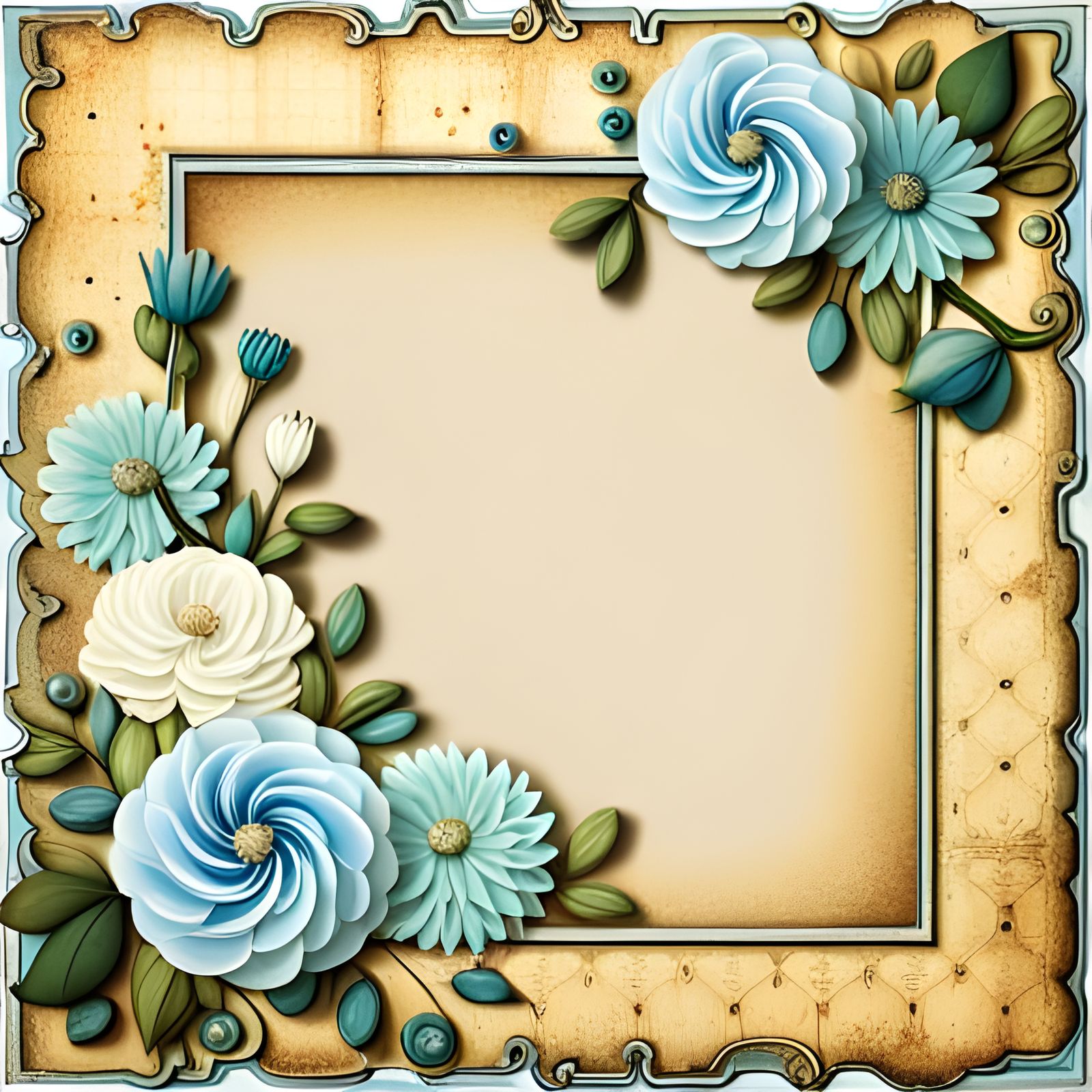 Vintage Scrapbook Page with Floral Frame
