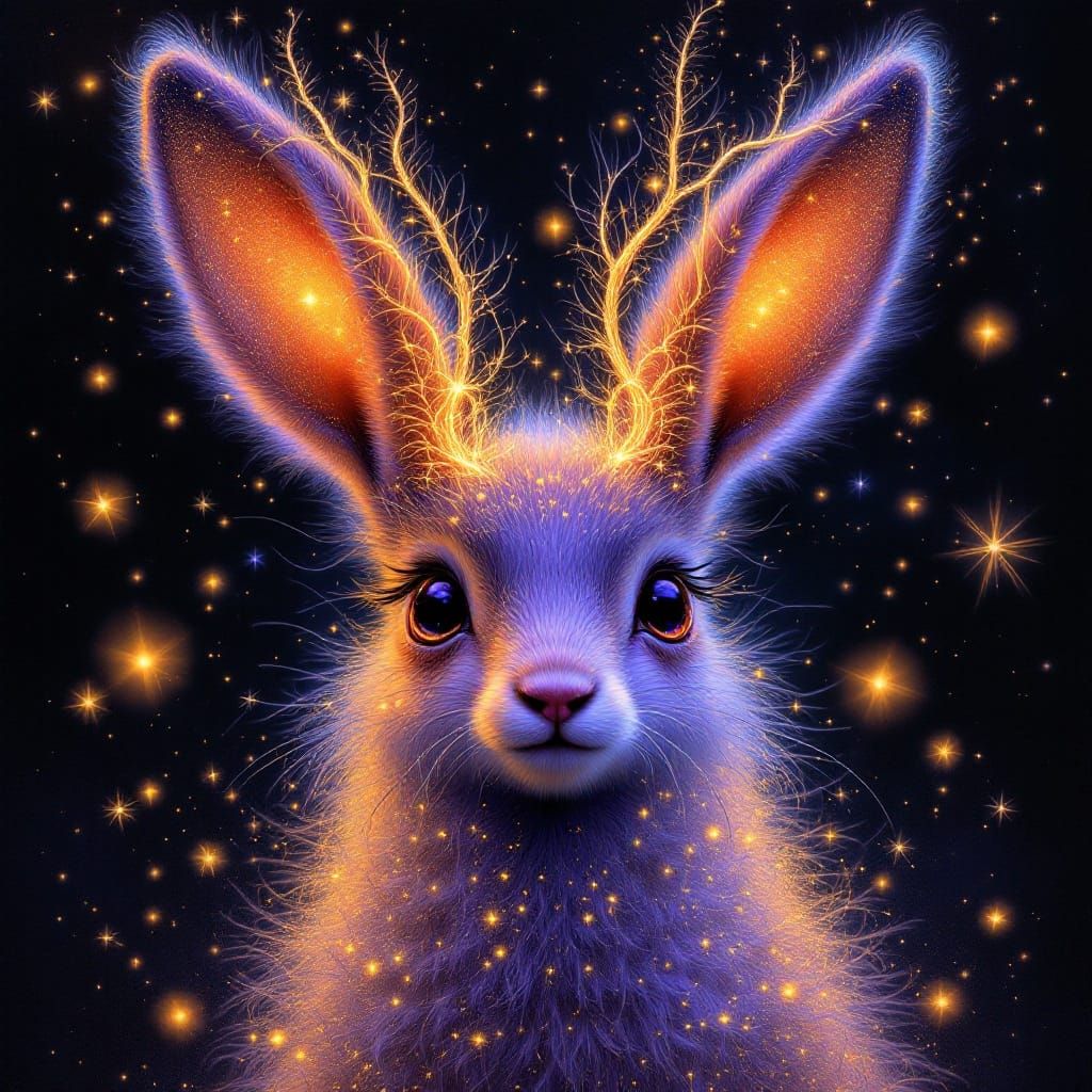 Whimsical Jackalope Portrait in Intricate, Magical Style