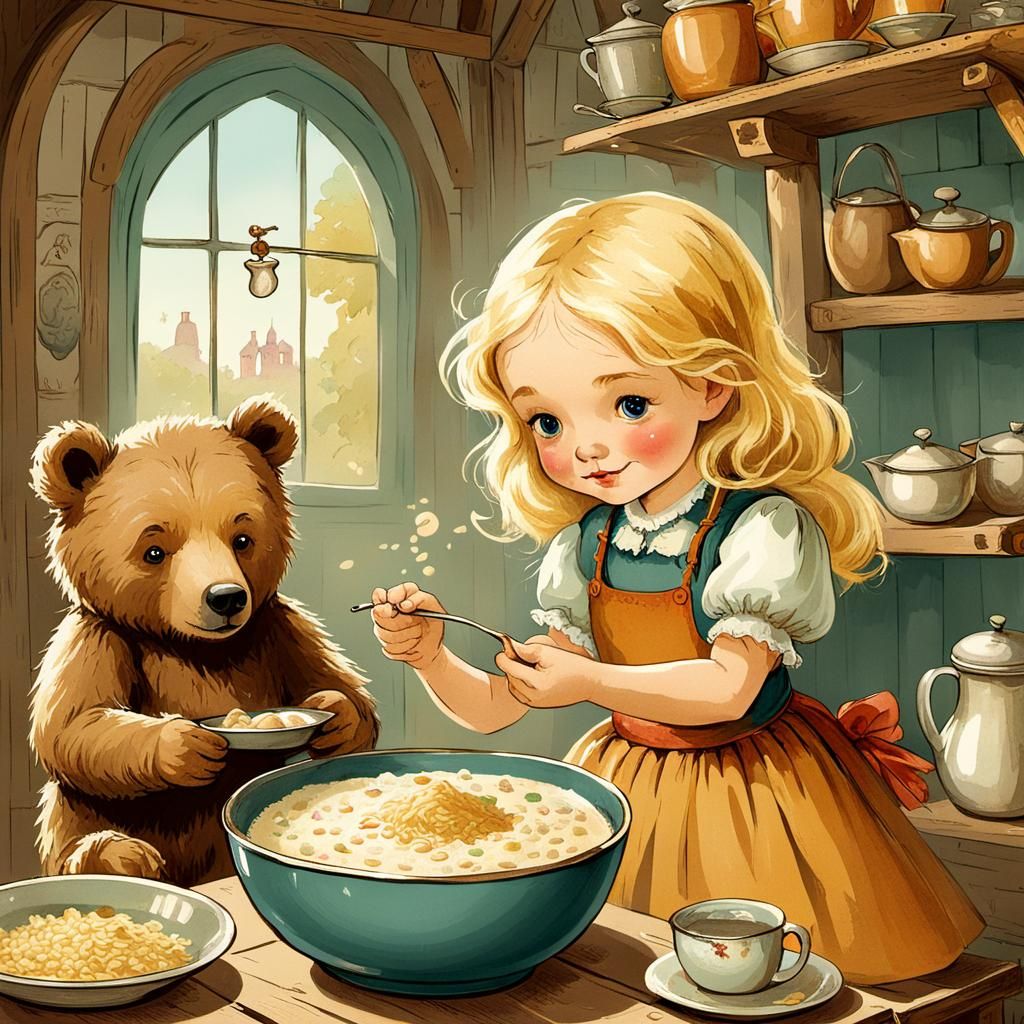 Goldie Locks and the Bears: Fairy Tale Illustration