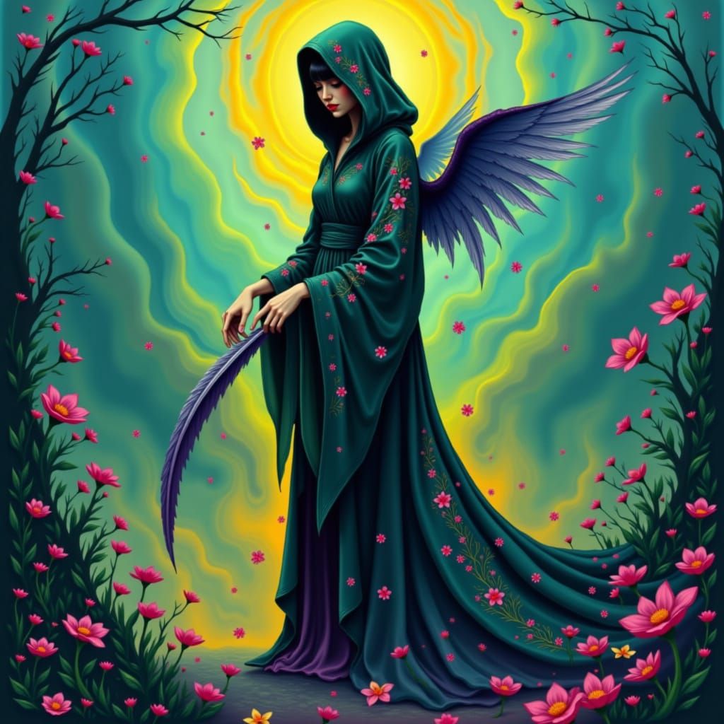 Prismatic Reaper in Vibrant, Rainbow Aura