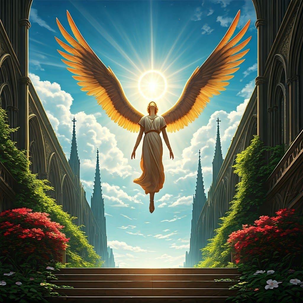 Angel Ascends Amidst Gothic Splendor