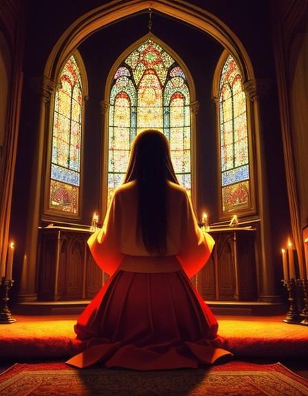 Profound Prayer Illustration with Radiant Ambience