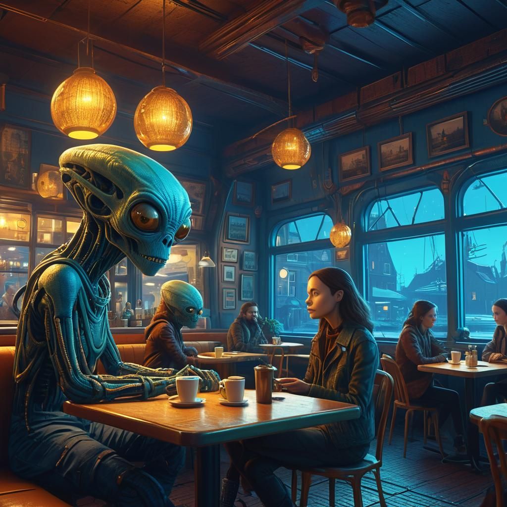 ET in Amsterdam Cafe: Sci-Fi Matte Painting